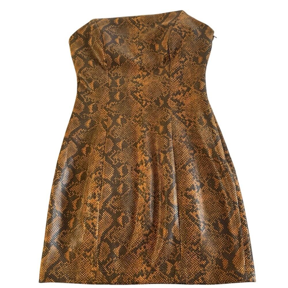 H:ours Faux Snakeskin Print Strapless Mini Dress Size Small - Picture 1 of 4
